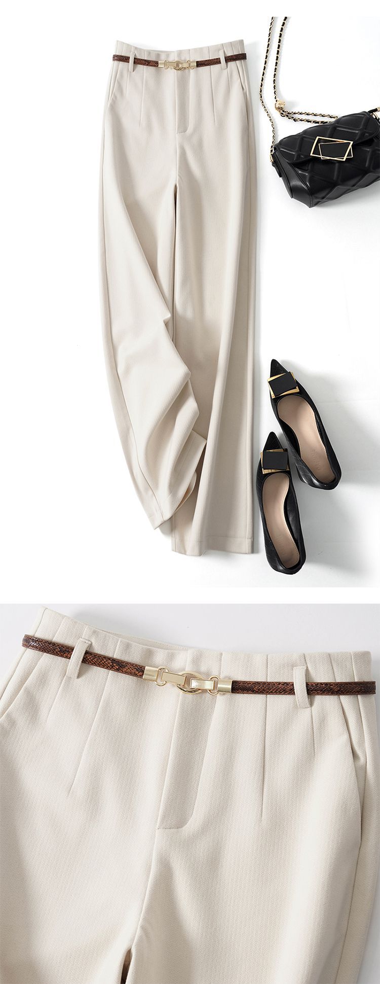 Lazy Style Woolen Pants for Women, New Autumn and Winter Wide-Leg Pants, Long Straight-Leg Pants, Thickened Woolen Casual Pants for Women
