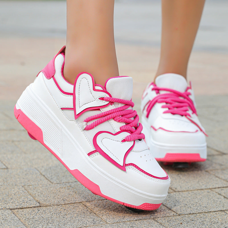 Cross-Border Supply of New Children's Four-Wheel Roller Skates for Girls and Primary School Students with Brakes and Invisible Pulley Sports Shoes