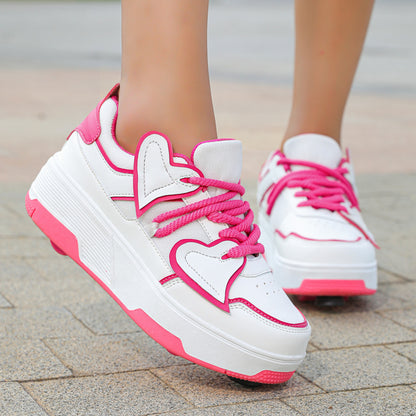 Cross-Border Supply of New Children's Four-Wheel Roller Skates for Girls and Primary School Students with Brakes and Invisible Pulley Sports Shoes