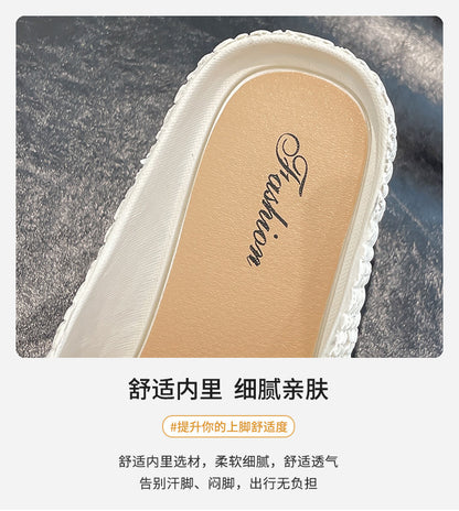 New Foreign Trade French Niche Hollow Toe Half Slippers for Women Summer Cross-Border Wear Roman Style Soft-Soled Mule Shoes