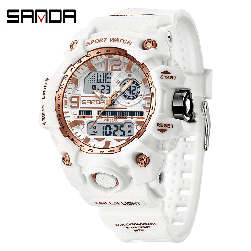 Sanda Hot-Selling Watch Korean Version Student Party Multi-Functional Waterproof Alarm Clock Electronic Watch Cool Dual Display Luminous Sports Watch by PDG ibma