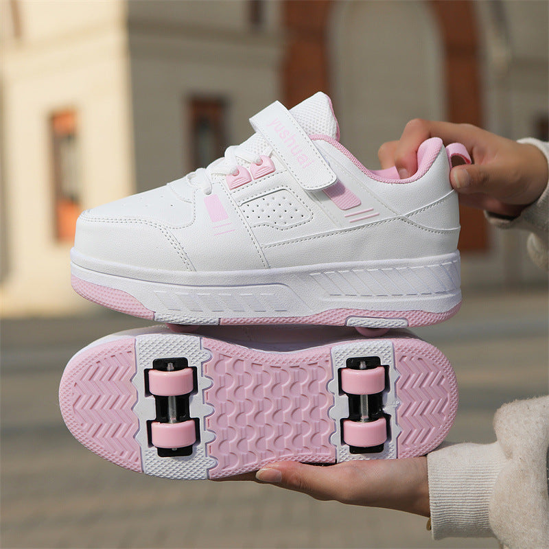 New heloo shoes two-wheel roller shoes children with wheels shoes girls skates student deformation shoes wholesale