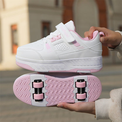 New heloo shoes two-wheel roller shoes children with wheels shoes girls skates student deformation shoes wholesale