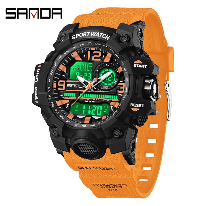 Sanda Hot-Selling Watch Korean Version Student Party Multi-Functional Waterproof Alarm Clock Electronic Watch Cool Dual Display Luminous Sports Watch by PDG ibma