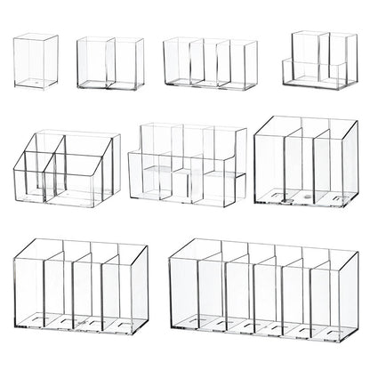 [Multiple Specifications] Transparent Square Storage Tube Detachable Cosmetics Organizer Box Cosmetics Storage Rack Mi Mu
