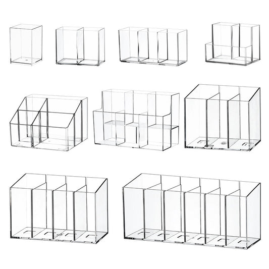 [Multiple Specifications] Transparent Square Storage Tube Detachable Cosmetics Organizer Box Cosmetics Storage Rack Mi Mu