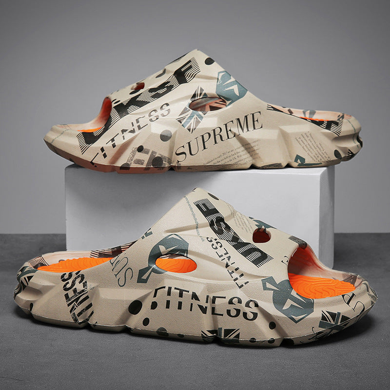 Coconut Slippers for Men to Wear Outside in Summer, Non-Slip Thick Soles for Stepping on Shit, Home Bathing, Men's Outdoor Sports Beach Sandals
