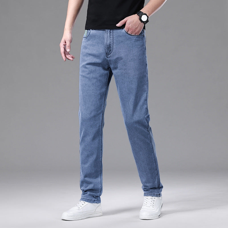 Light Luxury Smoke Grey Jeans Men's Straight Loose Summer Thin Men's Pants 2025 New Casual Trendy Trousers