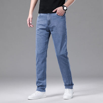 Light Luxury Smoke Grey Jeans Men's Straight Loose Summer Thin Men's Pants 2025 New Casual Trendy Trousers