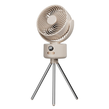 Outdoor camping fan travel folding detachable digital display usb charging shaking head small fan tent fishing essential
