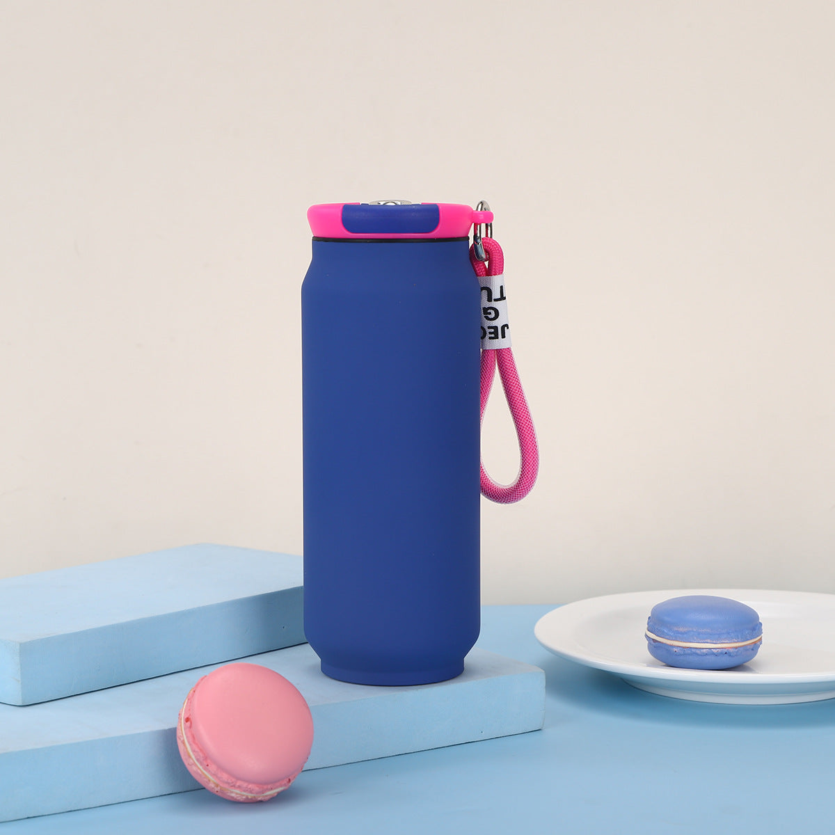 New Style 304 Stainless Steel Thermos Outdoor Portable Cans Lanyard Accompaniably Cups Solid Color Household Straight Water Cup
