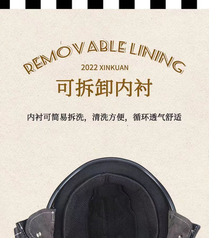 Retro Helmet Motorcycle Half Helmet 3C National Standard Summer Women's Men's Motorcycle Helmet Electric Vehicle Japanese Safety Helmet