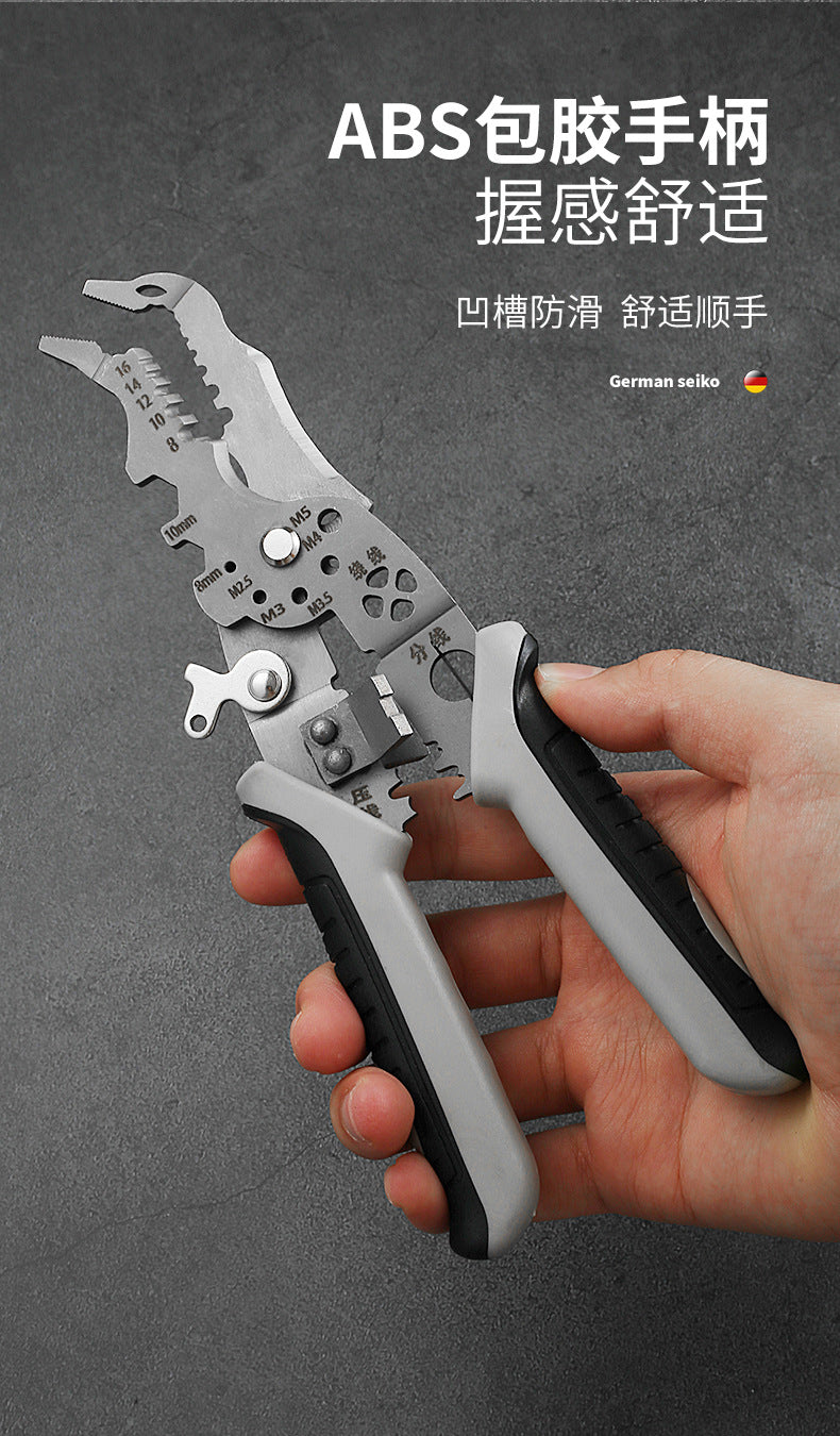 Factory in stock wholesale German elbow wire stripper multi-function electrical pliers wire crimping pliers 12 in 1 wire cutter pliers