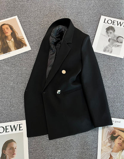 Green Metal Buckle Korean Style 2024 Spring and Autumn New Milk White Suit Jacket Women's Casual All-match High-end Suit