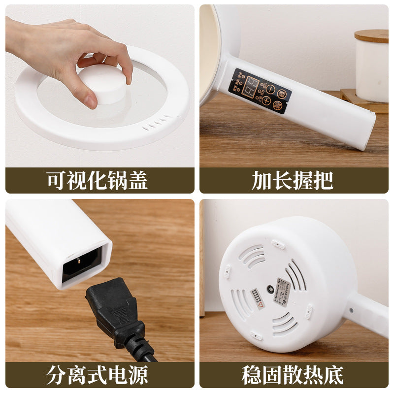 Electric Cooking Pot Intelligent Multi-Function Long Handle Single Handle Small Electric Pot Student Dormitory Electric Hot Pot Electric Cooking All-In-One Pot for Home Use