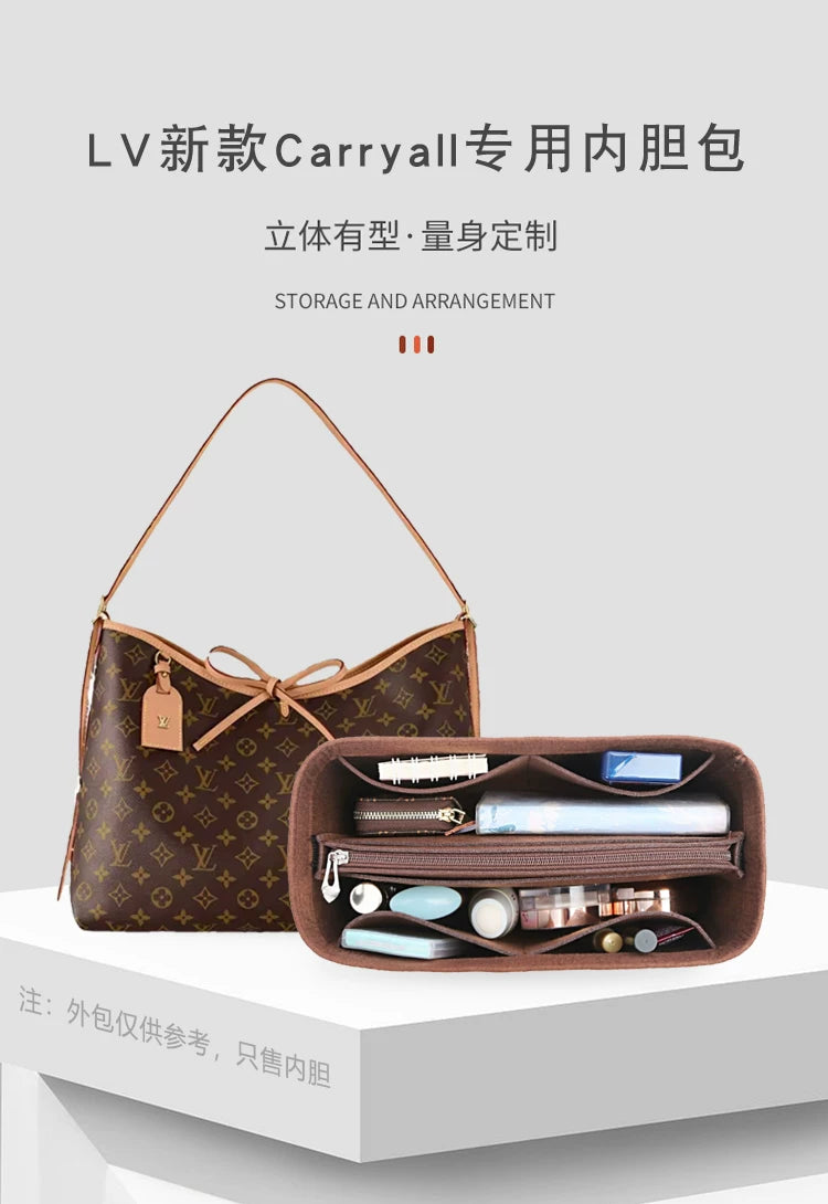 Suitable for Lv Carryall Inner Bag, Medium-Sized Handbag Organizer Storage Bag with Lining