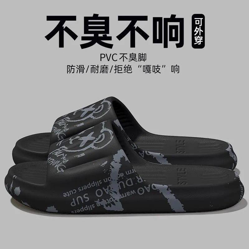 2025 New Summer Slippers for Women to Wear Outside Home Indoor Bathroom Bathing Pregnant Women Anti-Slip Anti-Odor Couple Sandals Slippers