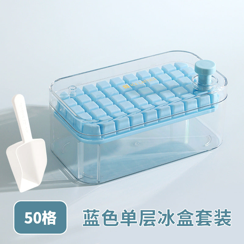 Ice Cube Mold Food Grade Household Pressed Ice Tray Large Capacity Ice Cube Storage Box Refrigerator Homemade Frozen Ice Artifact