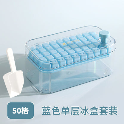 Ice Cube Mold Food Grade Household Pressed Ice Tray Large Capacity Ice Cube Storage Box Refrigerator Homemade Frozen Ice Artifact