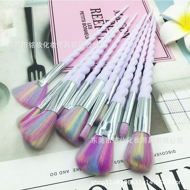 10 Pcs Threaded Makeup Brush Unicorn Makeup Brush suit Multifunctional Full Set Beauty Brush Makeup Tools