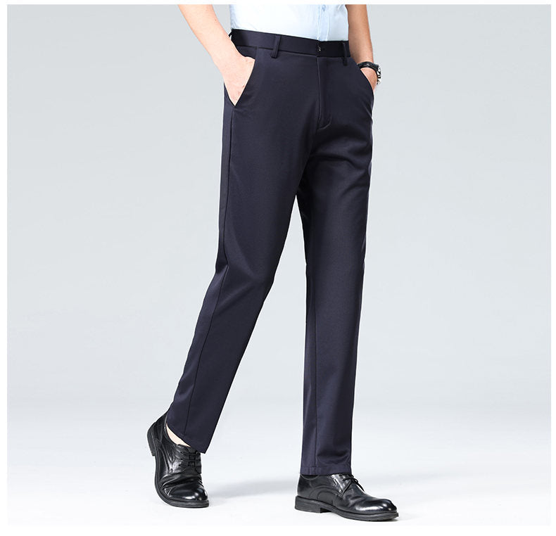 Wholesale casual pants men's four-sided elastic fabric summer ice silk pants trousers trousers high waist breathable iron-free formal trousers