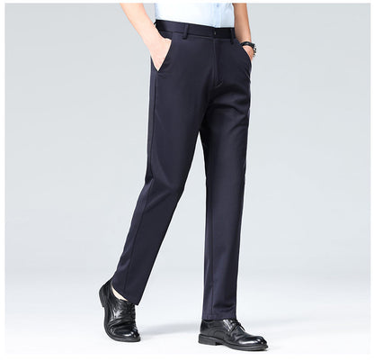 Wholesale casual pants men's four-sided elastic fabric summer ice silk pants trousers trousers high waist breathable iron-free formal trousers