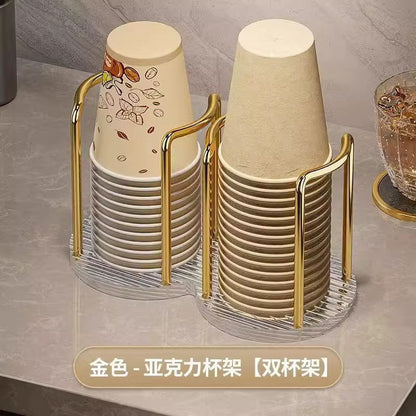 Acrylic Paper Cup Holder Disposable Cup Picker Straw Cup Desktop Storage Rack Household Coffee Tea Cup Rack