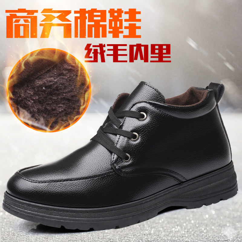 Popular men's cotton shoes genuine leather cotton boots pilot quick-heating shoes fleece-lined warm cotton leather shoes wool warm snow boots