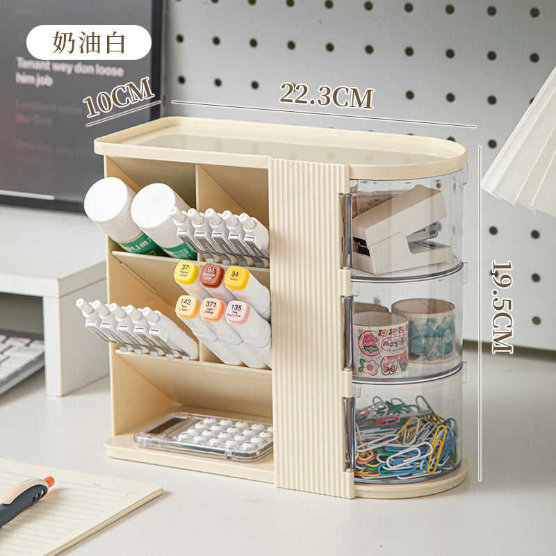 Makeup Brush Storage Box, Dressing Table, Large-Capacity Desktop, High-Looking Brush Pen Holder, Eye Shadow Brush, Eyebrow Pencil, Lipstick Shelf