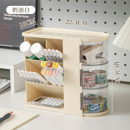 Makeup Brush Storage Box, Dressing Table, Large-Capacity Desktop, High-Looking Brush Pen Holder, Eye Shadow Brush, Eyebrow Pencil, Lipstick Shelf