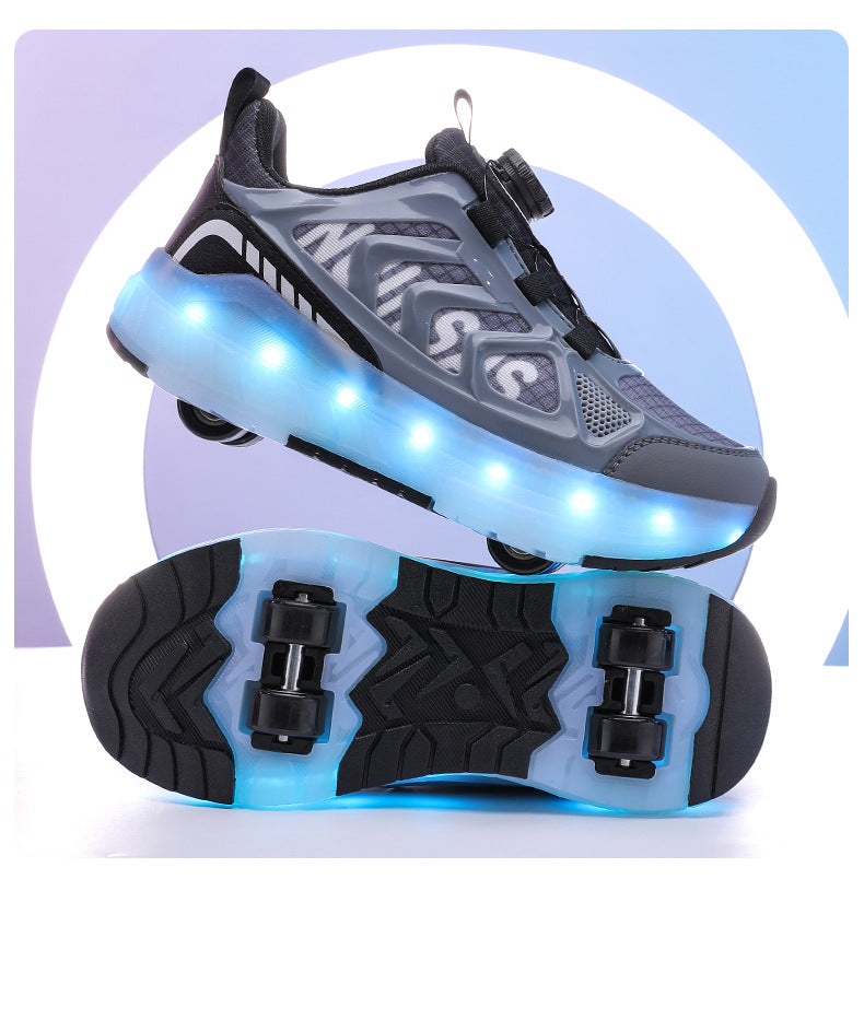 Cross-Border Children's Four-Wheel Roller Shoes, Boys' Light-Up Shoes, Detachable Girls' Student Sports Shoes, Children's Roller Skating Shoes