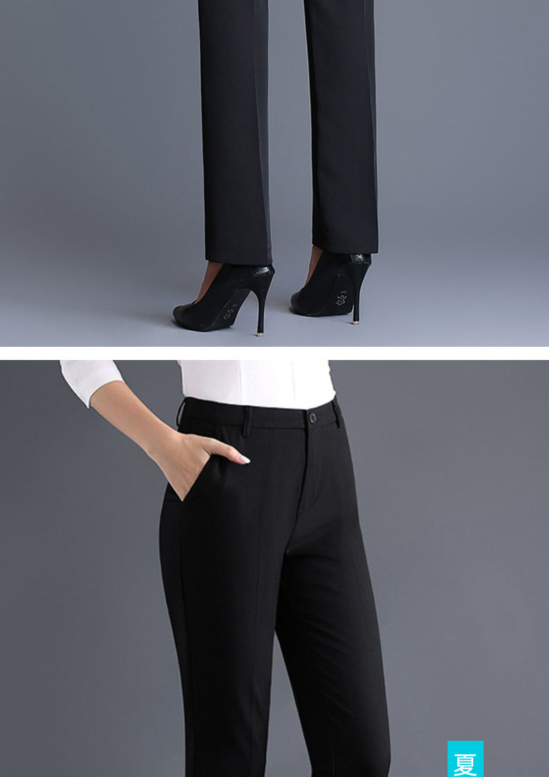 Trousers Women's Black Work Professional Straight-Leg Women's Pants High Waist Work Dress Pants Slim Look Suit Pants Draped Pants