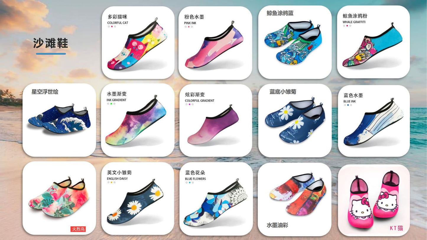 Cartoon Children's Beach Shoes Hard Sole Wading Shoes Diving Equipment Snorkeling Shoes and Socks Barefoot Swimming Shoes Diving Socks Quick-drying