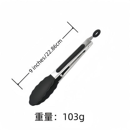 Cross Border Black Silicone Clip Food Clip Commercial High Temperature Resistant Food Grade Kitchen Steak Barbecue Grill Tool