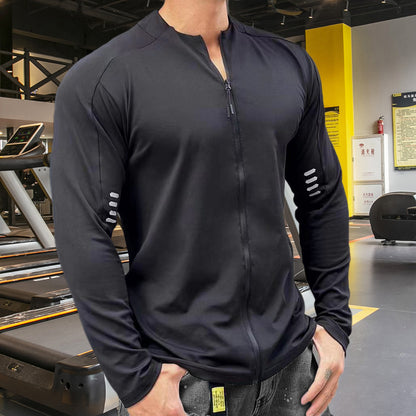 Cross-border New Men's Zipper Long-sleeved Top Training All-match Men's Loose Autumn Sports Long-sleeved T-shirt Breathable Men