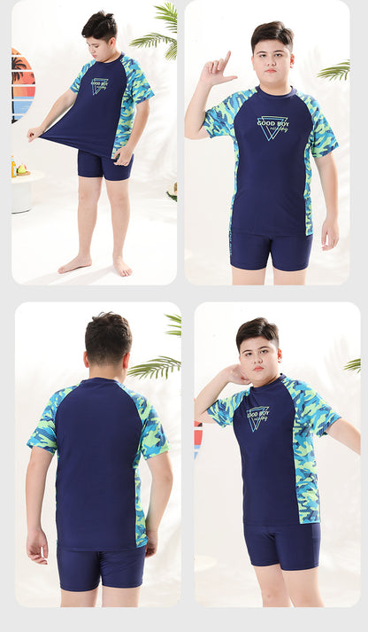 Children's Swimwear Boys' Big Children Split 2025 New Fat Children's Big Children's Hot Spring Swimming Trunks Youth Swimming suit