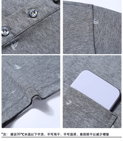 Middle-aged Men's Cotton Short-sleeved T-shirt Lapel Pocket Summer Middle-aged and Elderly plus size Half-sleeved Dad T-shirt Father