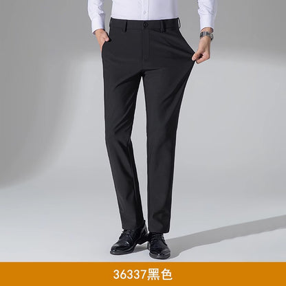 Business Pants Men's Casual Pants Summer Ultra-thin Stretch Ice Silk Men's Pants Middle-aged Loose Straight Suit Pants