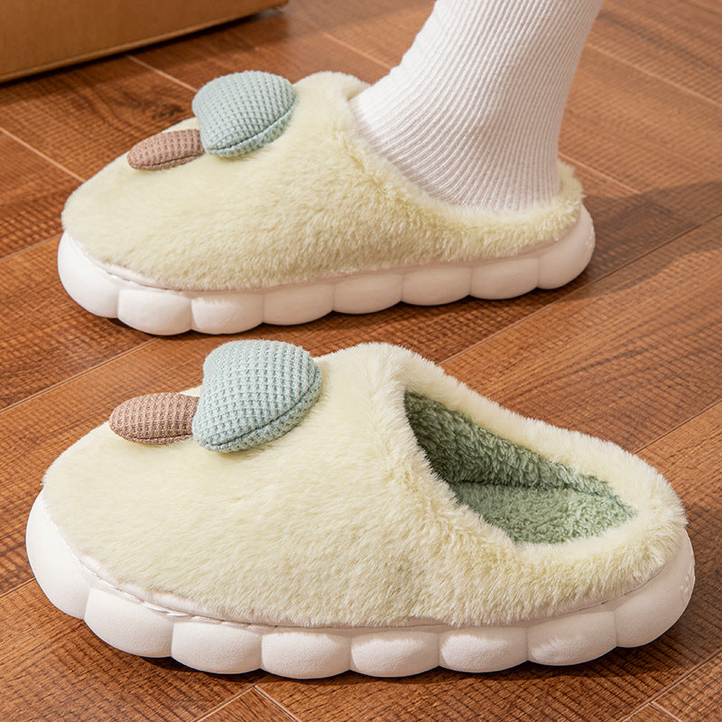 Cotton Slippers for Women Autumn and Winter 2025 New Couple Indoor Home Non-Slip Student Dormitory Fleece-Lined Thick-Soled Slippers for Men