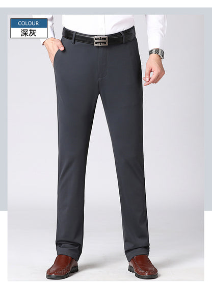 Wholesale Tiger Head Embroidered Stretch Pants Men's Casual Long Pants Men's Black Thin Straight Business Dress Pants