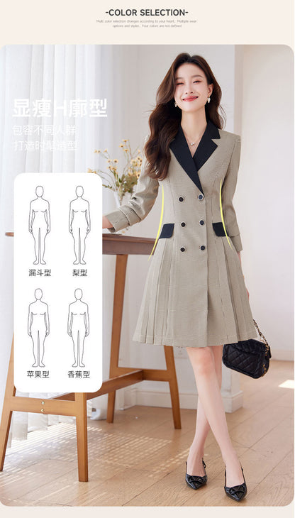 French Hepburn Style Small Black Dress High Sense High Cold Royal Sister Fried Street Small Fragrance Style Pleated Professional Suit dress Summer