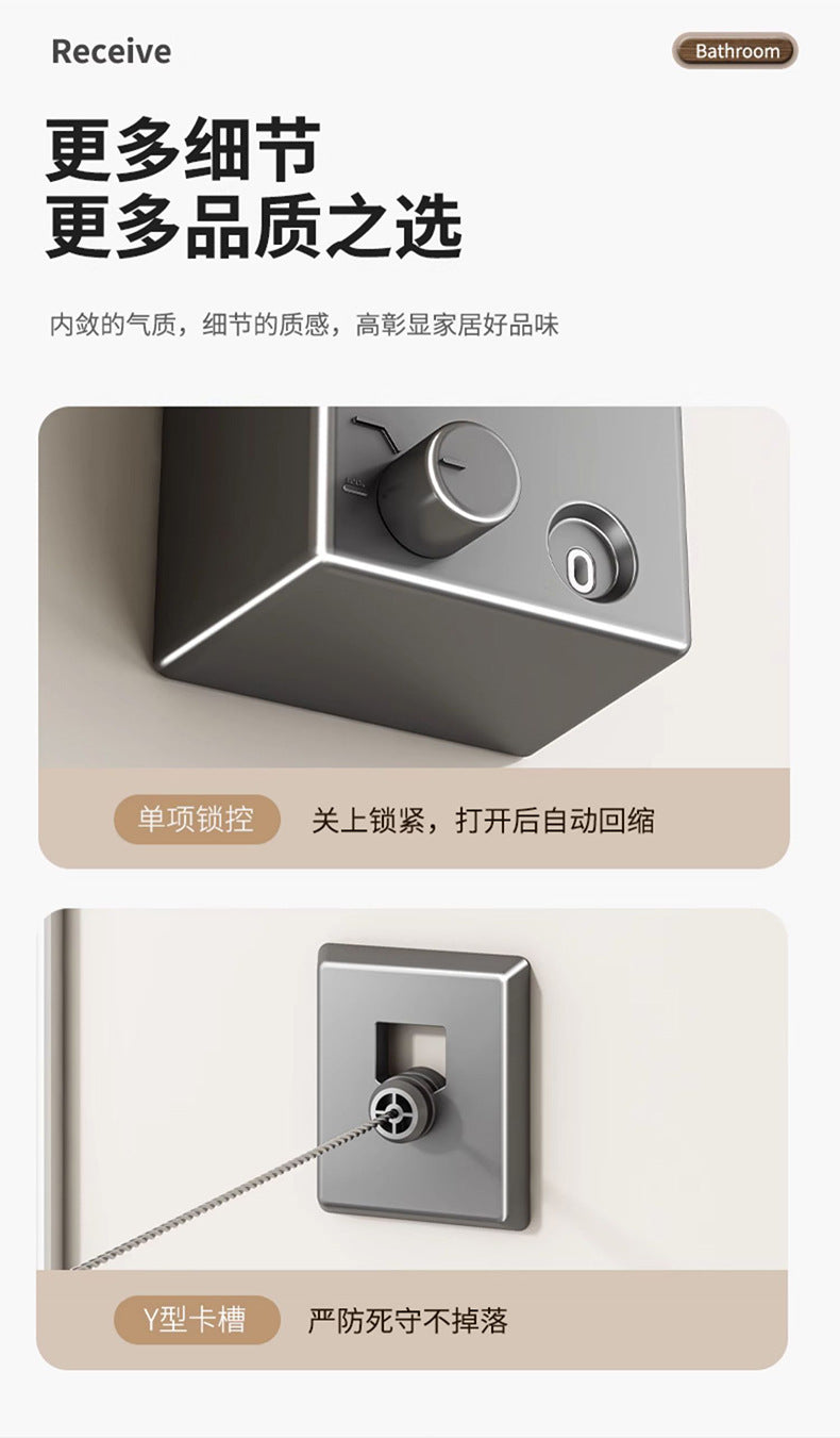 Invisible Clothesline Clothes Artifact Rope Indoor Punch-free Toilet Invisible Telescopic Balcony Rack