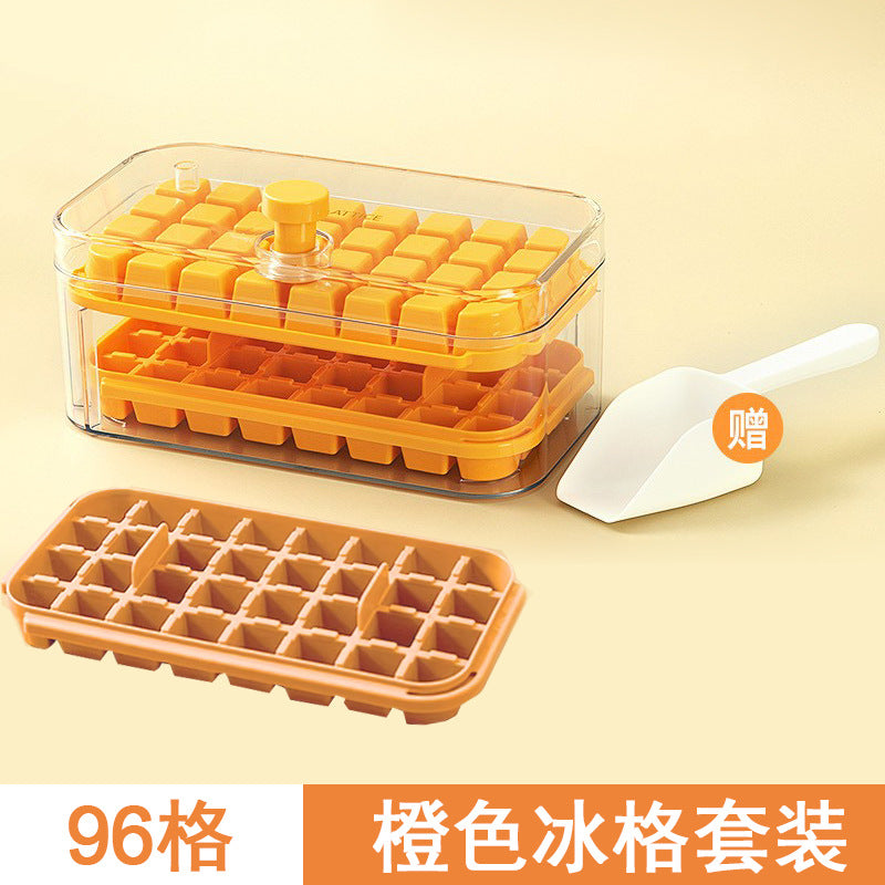 Press Ice Tray Ice Cube Mold Household Ice Box Storage Frozen Ice Cube Model Household Easy-Release Quick-Frozen Artifact