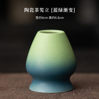 Japanese-Style Matcha Set with Gradient Ceramic Whisk, Tea Bowl, Whisk Holder, and Tea Brush