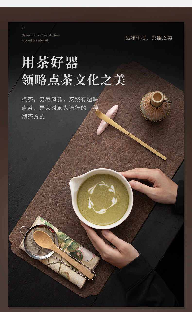 Japanese-Style Matcha Set with Gradient Ceramic Whisk, Tea Bowl, Whisk Holder, and Tea Brush