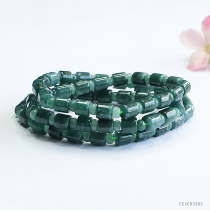 Guan Yu Natural Jade Bead Chain A-Grade Jadeite Blue Water Bucket Bead Necklace Hanging Chain Live Wholesale Dropshipping S4080305