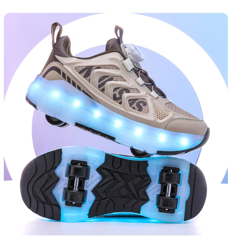 Cross-Border Children's Four-Wheel Roller Shoes, Boys' Light-Up Shoes, Detachable Girls' Student Sports Shoes, Children's Roller Skating Shoes