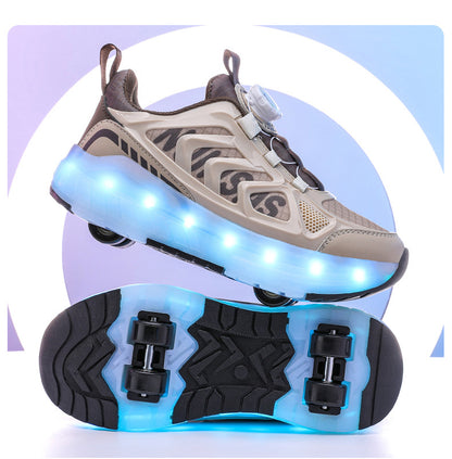 Cross-Border Children's Four-Wheel Roller Shoes, Boys' Light-Up Shoes, Detachable Girls' Student Sports Shoes, Children's Roller Skating Shoes