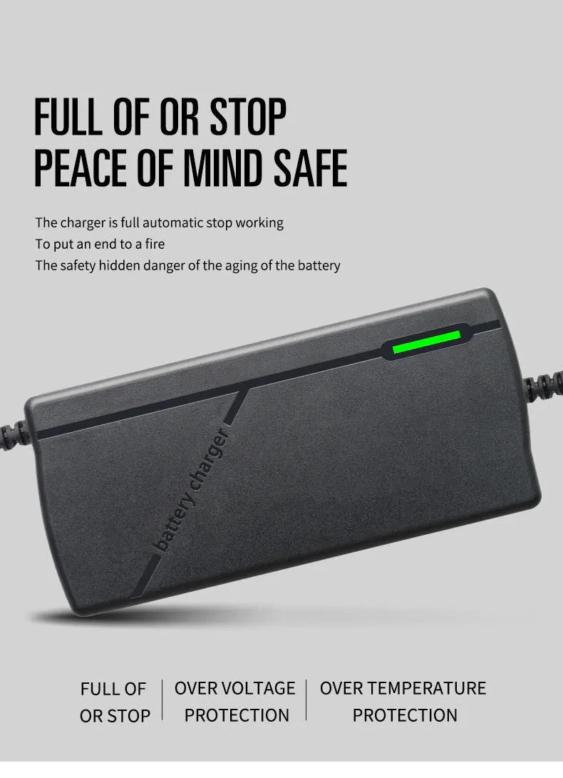 36V 48V 60V 72V Charger 2A 3A 5A 10S 13S 16S 20S Li-ion Battery Pack 42V 54.6V 67.2V 84V Ebike Intelligent Fast Charging EU Plug