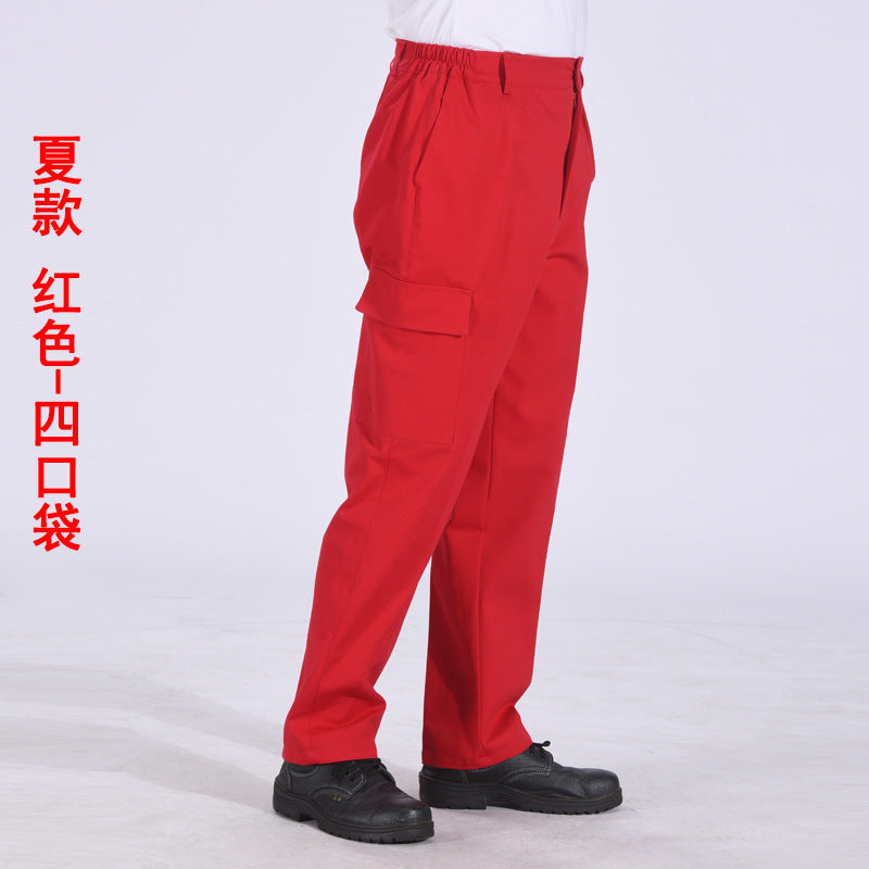 Autumn and Winter Pure Cotton Work Pants for Men, Wear-Resistant Welding Workwear, Blue Construction Site Workshop Handling Work Clothes Pants